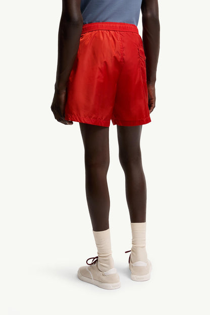 Moncler Logo Patch Swim Shorts Red Red