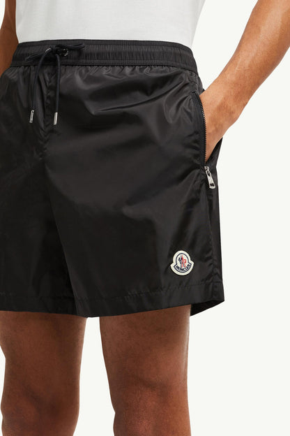 Moncler Logo Patch Swim Shorts Black Black