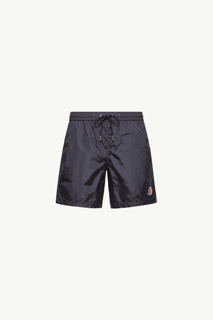 Moncler Logo Patch Swim Shorts Navy Blue Navy Blue
