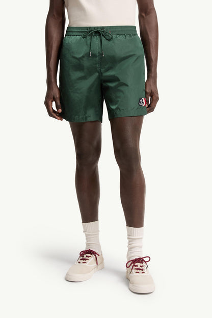 Moncler Logo Patch Swim Shorts Emerald Green Emerald Green