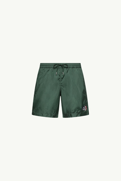 Moncler Logo Patch Swim Shorts Emerald Green Emerald Green