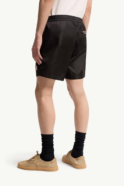 Moncler Logo Patch Swim Shorts Black Black