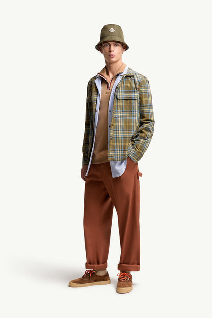 Moncler Monogram Checked Shirt Jacket Sky Blue & Olive Green Sky Blue & Olive Green