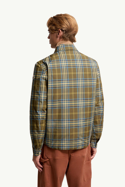 Moncler Monogram Checked Shirt Jacket Sky Blue & Olive Green Sky Blue & Olive Green