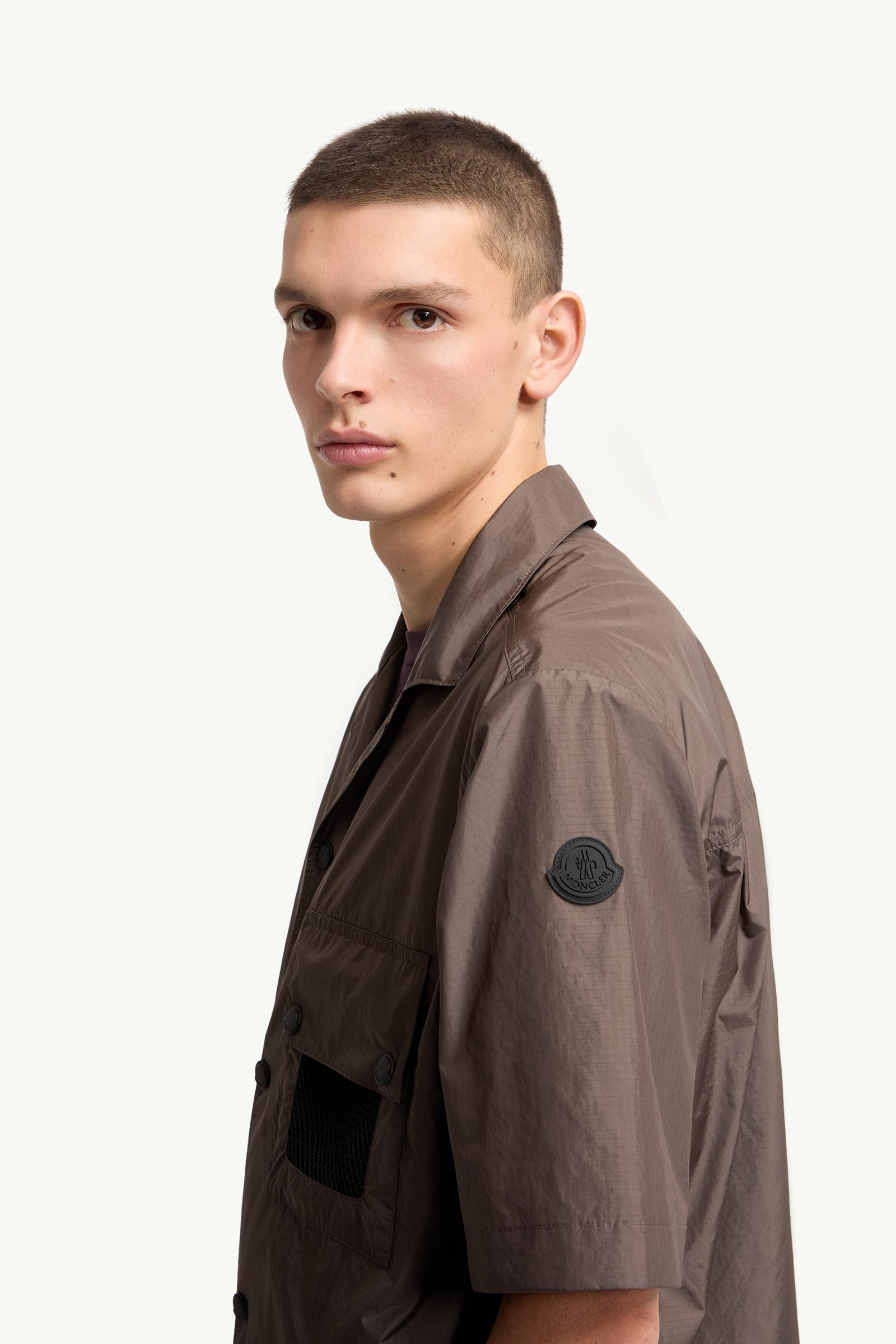 Moncler Logo Short Sleeve Shirt Brown Brown