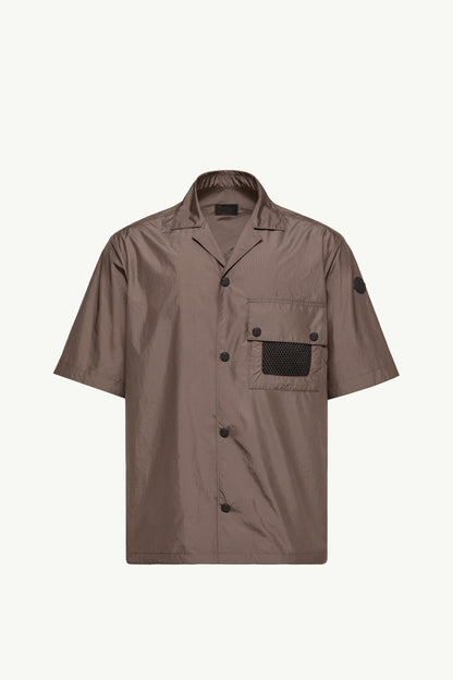 Moncler Logo Short Sleeve Shirt Brown Brown