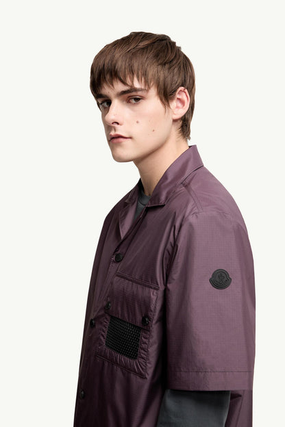 Moncler Logo Short Sleeve Shirt Grape Red Grape Red