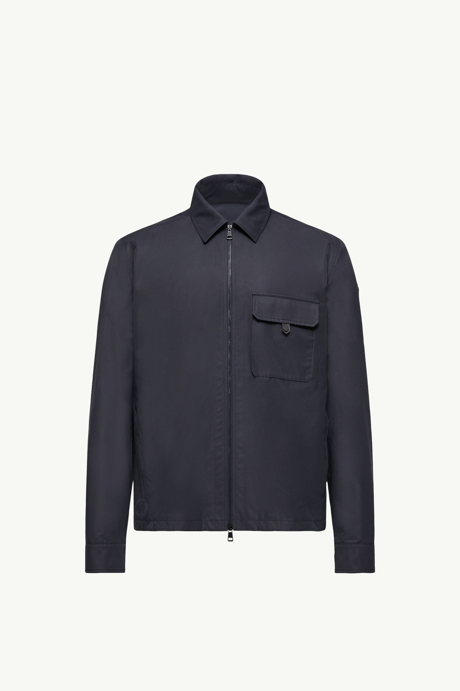 Moncler Leather Logo Cotton Blend Shirt Navy Blue Navy Blue