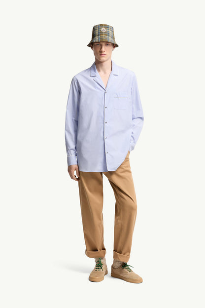 Moncler Fil-À-Fil Cotton Long Sleeve Shirt Light Blue Light Blue