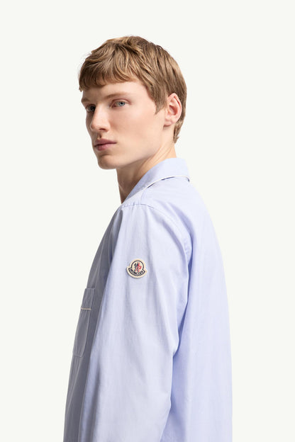 Moncler Fil-À-Fil Cotton Long Sleeve Shirt Light Blue Light Blue