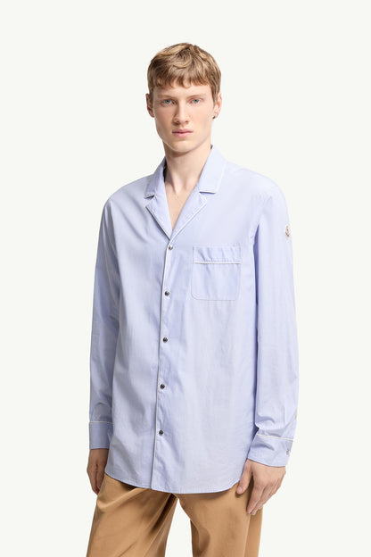 Moncler Fil-À-Fil Cotton Long Sleeve Shirt Light Blue Light Blue