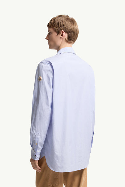 Moncler Fil-À-Fil Cotton Long Sleeve Shirt Light Blue Light Blue