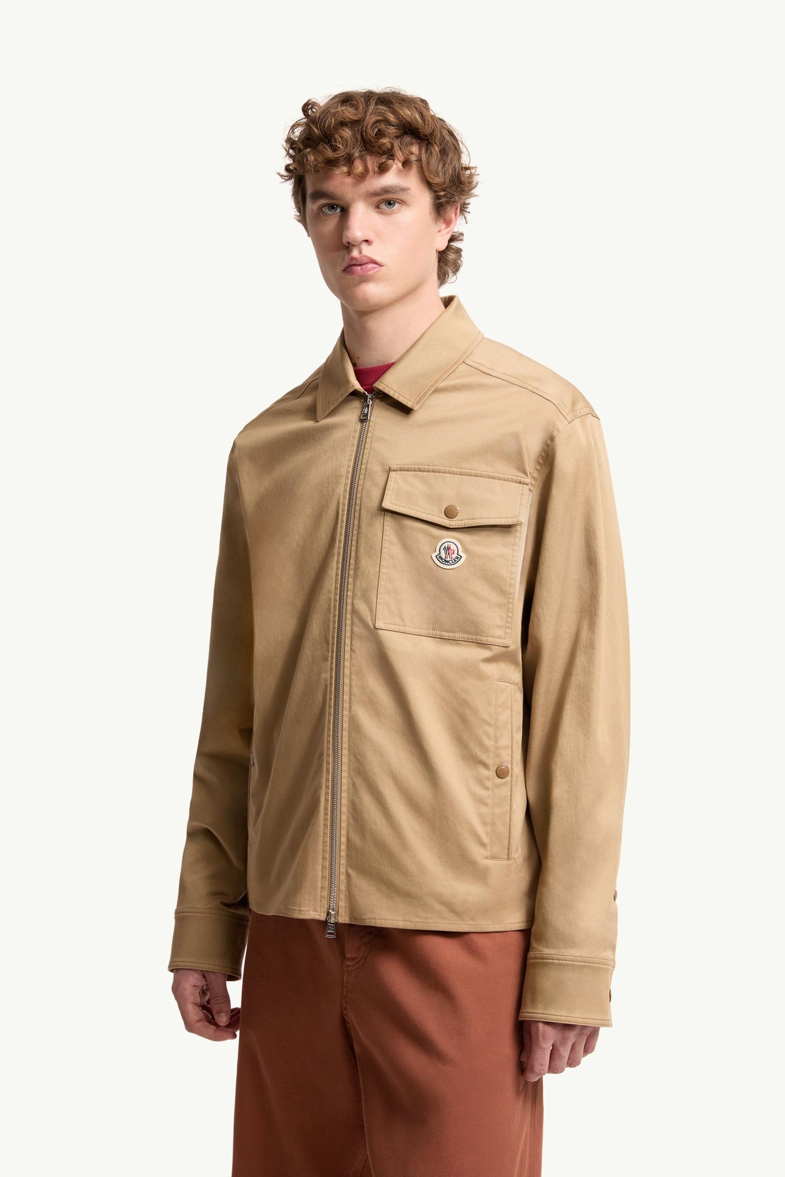 Moncler Cotton Blend Gabardine Shirt Jacket Beige Beige