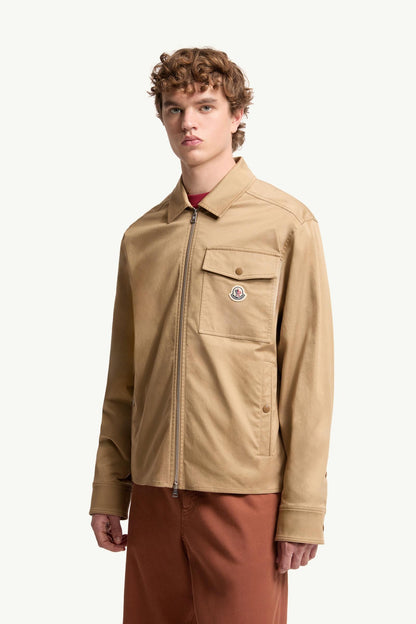 Moncler Cotton Blend Gabardine Shirt Jacket Beige Beige