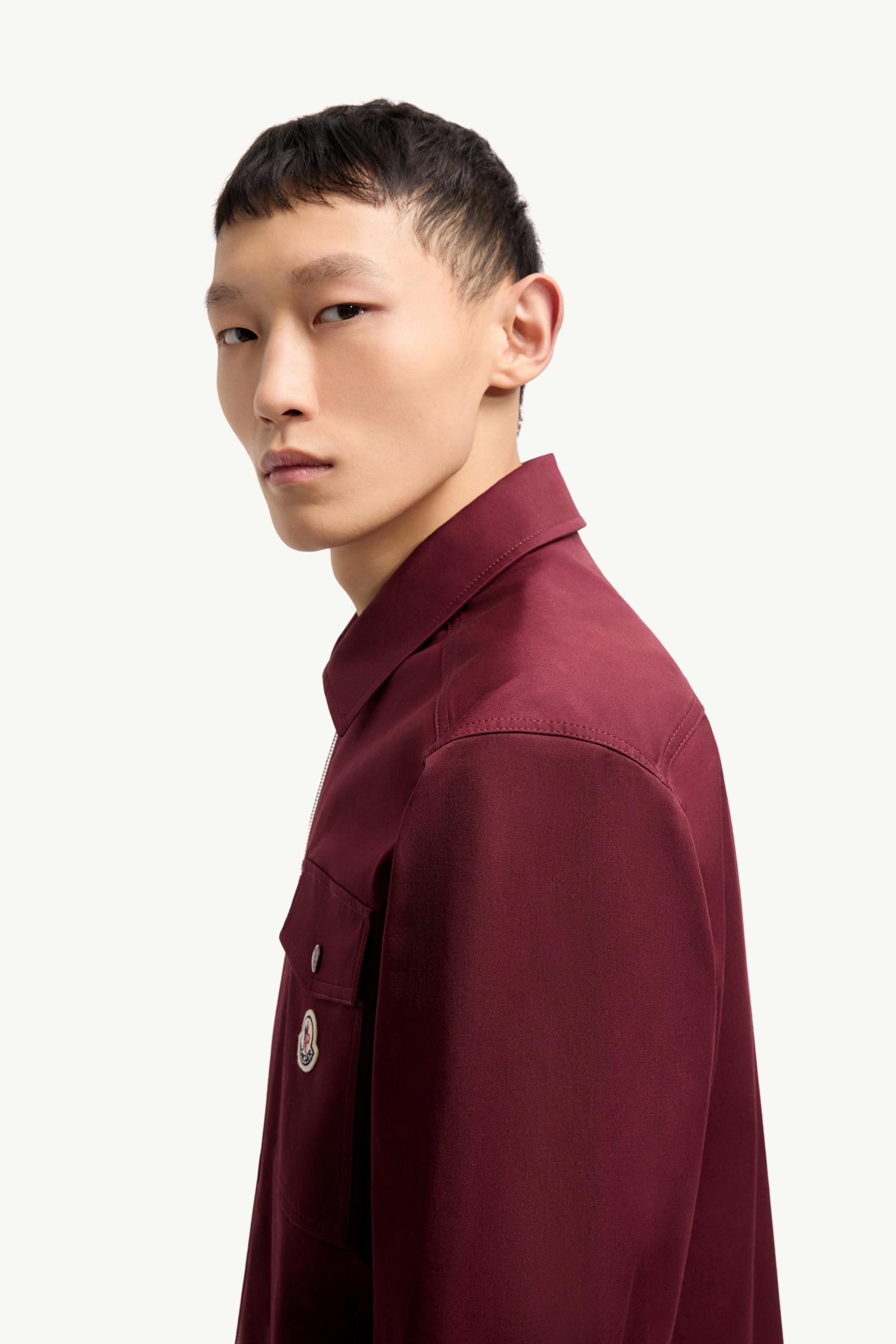 Moncler Cotton Blend Gabardine Shirt Jacket Burgundy Burgundy