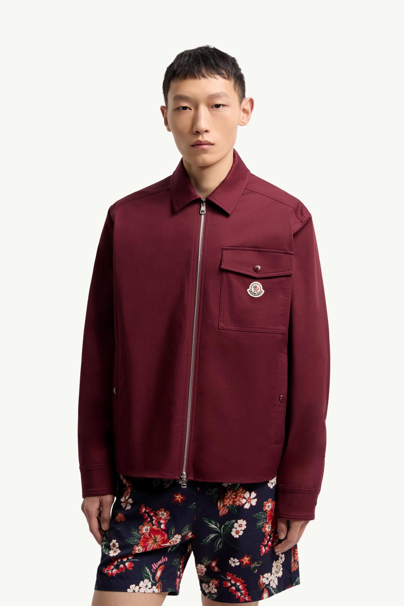 Moncler Cotton Blend Gabardine Shirt Jacket Burgundy Burgundy