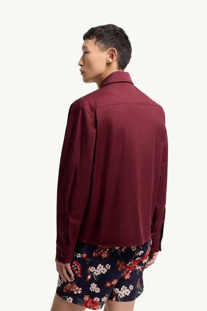 Moncler Cotton Blend Gabardine Shirt Jacket Burgundy Burgundy