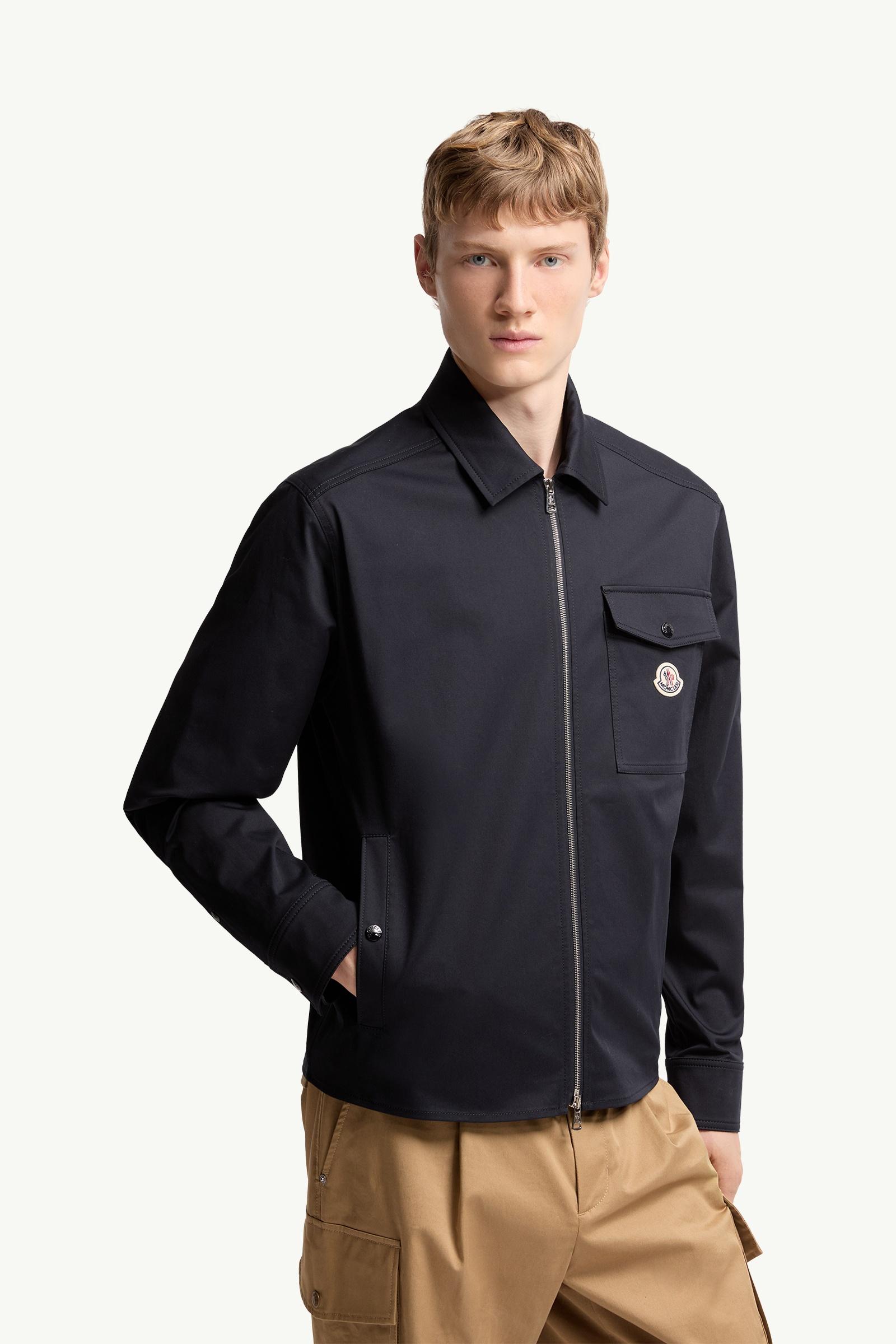 Moncler Cotton Blend Gabardine Shirt Jacket Navy Blue Navy Blue