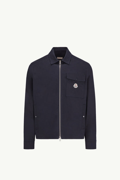 Moncler Cotton Blend Gabardine Shirt Jacket Navy Blue Navy Blue