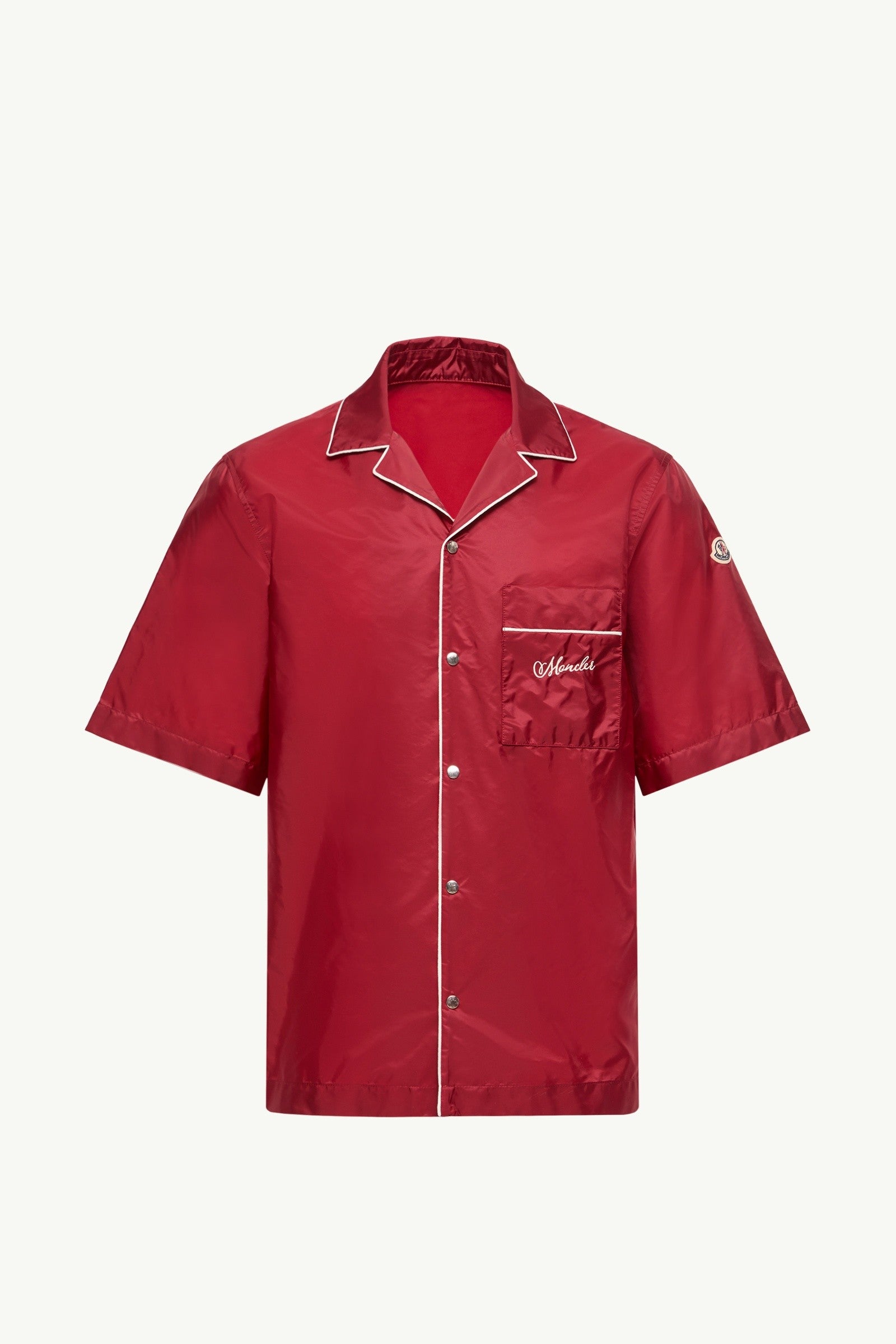 Moncler Embroidered Logo Short Sleeve Shirt Burgundy Burgundy
