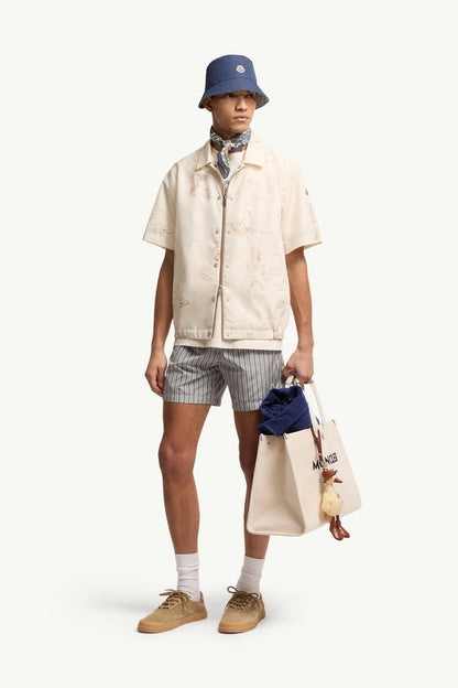 Moncler Surf Print Short Sleeve Shirt White Ivory White Ivory