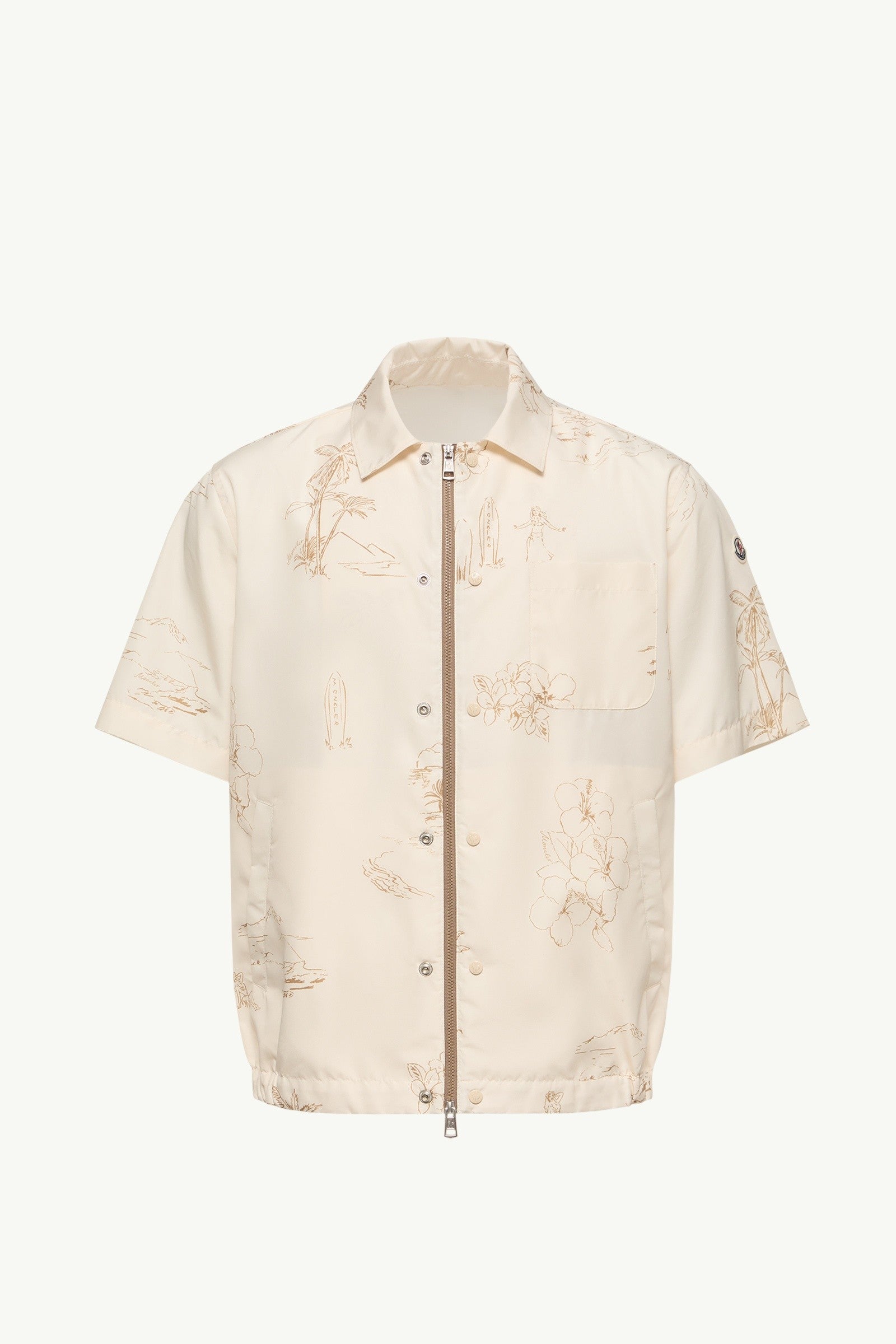 Moncler Surf Print Short Sleeve Shirt White Ivory White Ivory