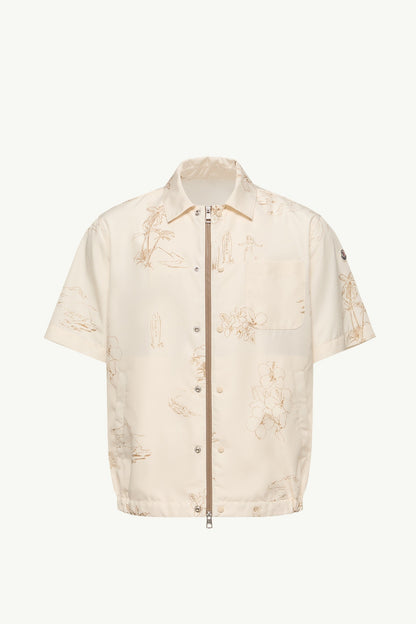 Moncler Surf Print Short Sleeve Shirt White Ivory White Ivory