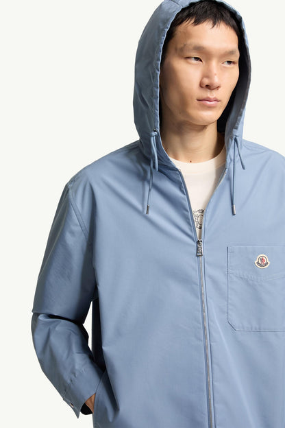 Moncler Cotton Blend Poplin Shirt Jacket Cobalt Blue Cobalt Blue