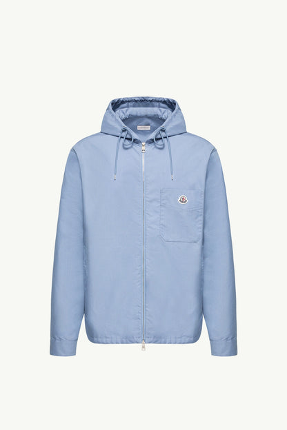 Moncler Cotton Blend Poplin Shirt Jacket Cobalt Blue Cobalt Blue