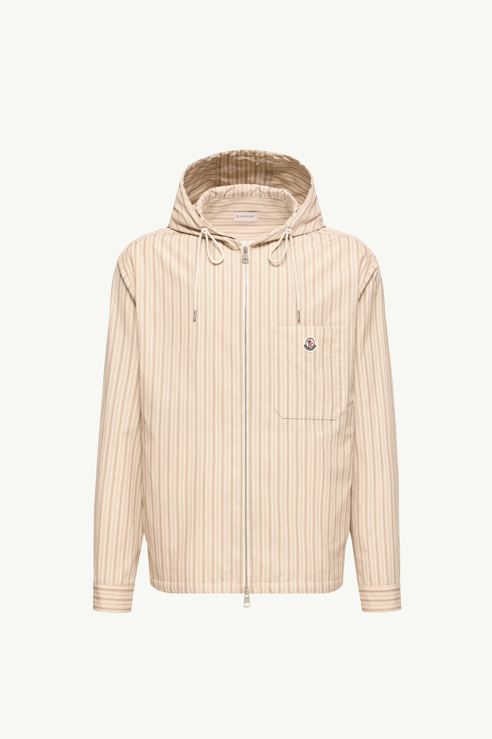 Moncler Striped Cotton Poplin Shirt Beige Beige