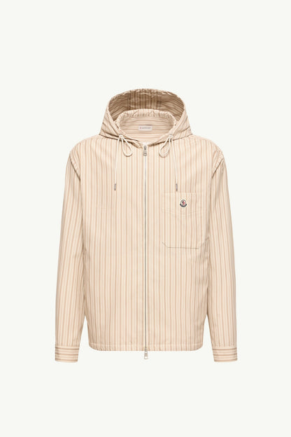 Moncler Striped Cotton Poplin Shirt Beige Beige
