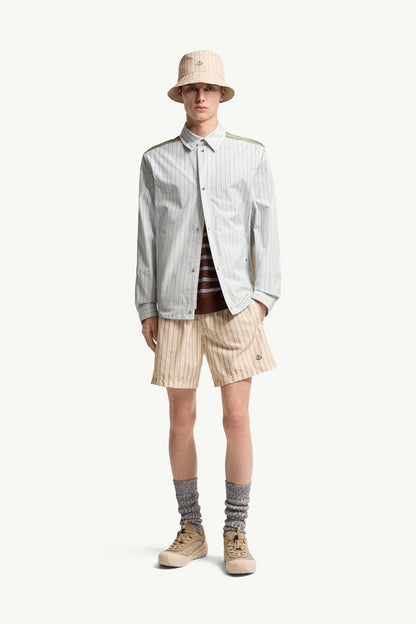 Moncler Striped Cotton Poplin Shirt Light Blue Light Blue
