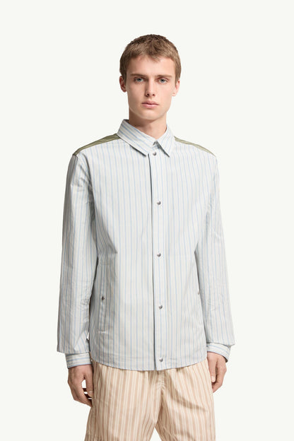 Moncler Striped Cotton Poplin Shirt Light Blue Light Blue