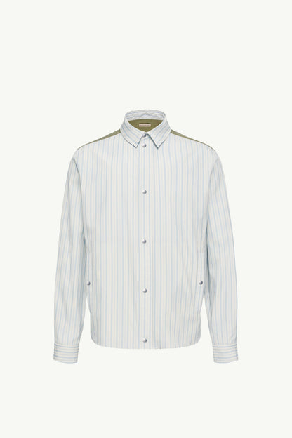 Moncler Striped Cotton Poplin Shirt Light Blue Light Blue