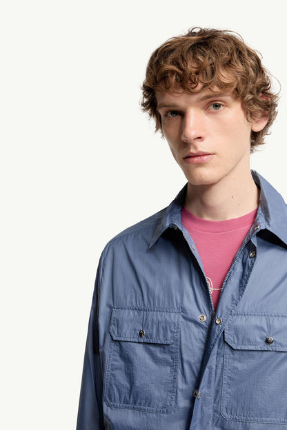 Moncler Logo Patch Long Sleeve Shirt Denim Blue Denim Blue