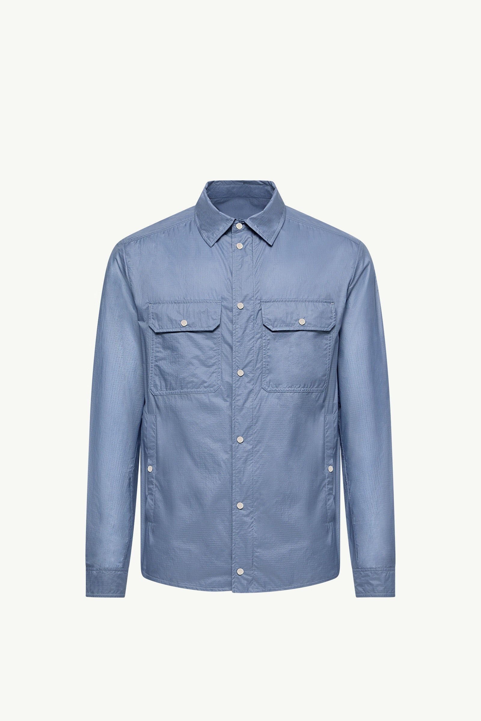 Moncler Logo Patch Long Sleeve Shirt Denim Blue Denim Blue