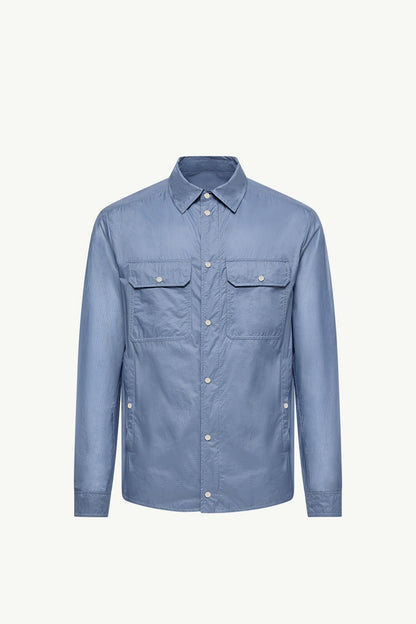 Moncler Logo Patch Long Sleeve Shirt Denim Blue Denim Blue