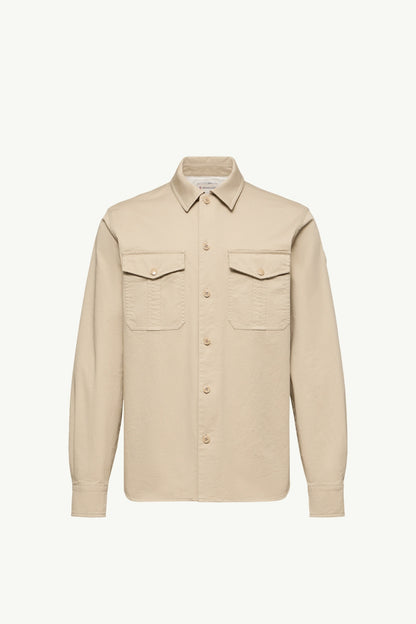 Moncler Cotton Blend Gabardine Long Sleeve Shirt Light Beige Light Beige