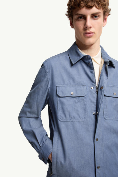 Moncler Denim Shirt Jacket Sky Blue Sky Blue