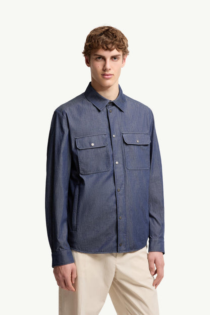 Moncler Denim Shirt Jacket Denim Blue Denim Blue
