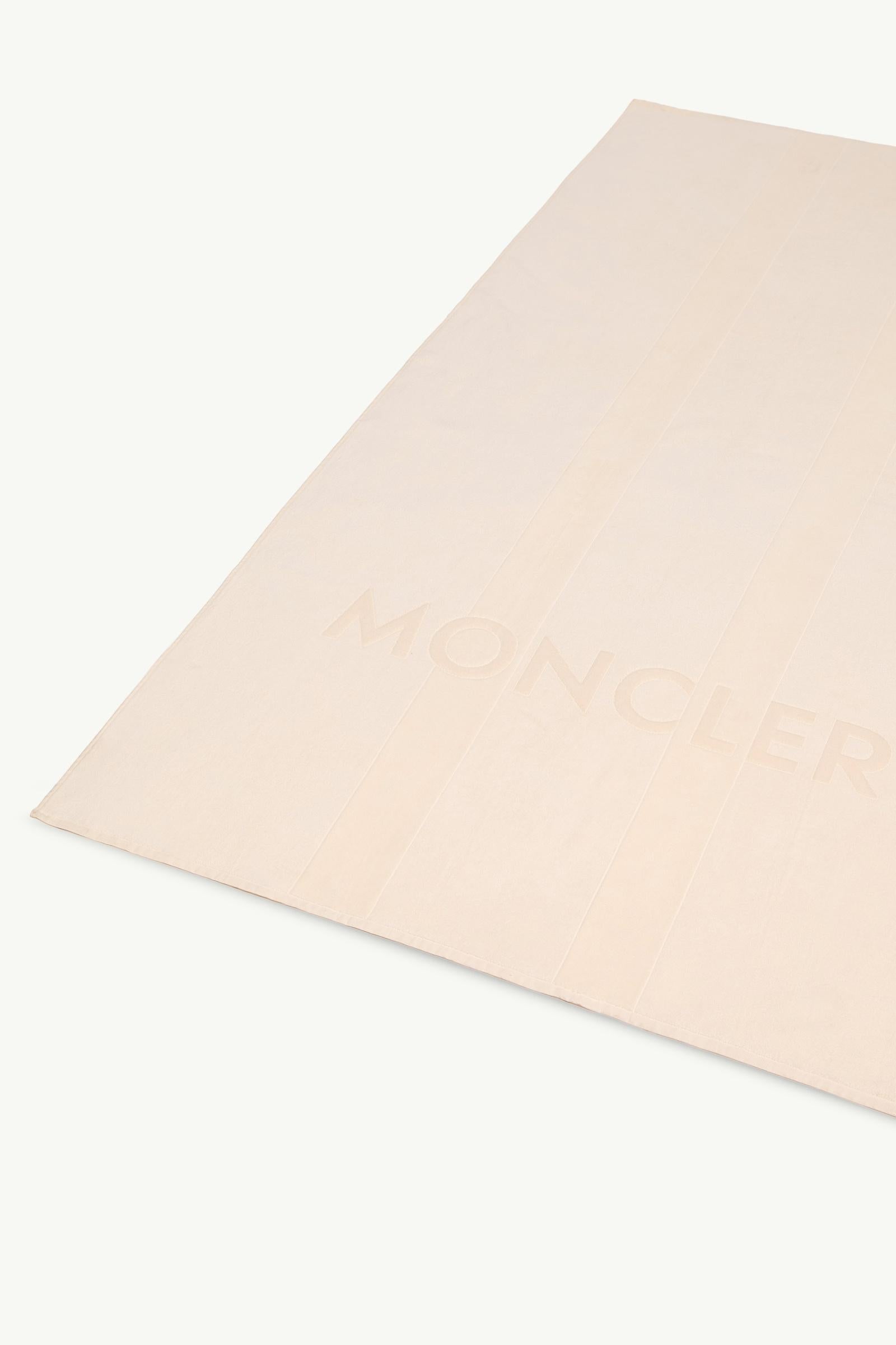 Moncler Logo Cotton Beach Towel Light Beige Light Beige