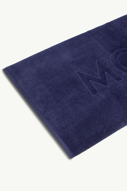 Moncler Logo Cotton Beach Towel Dark Blue Dark Blue