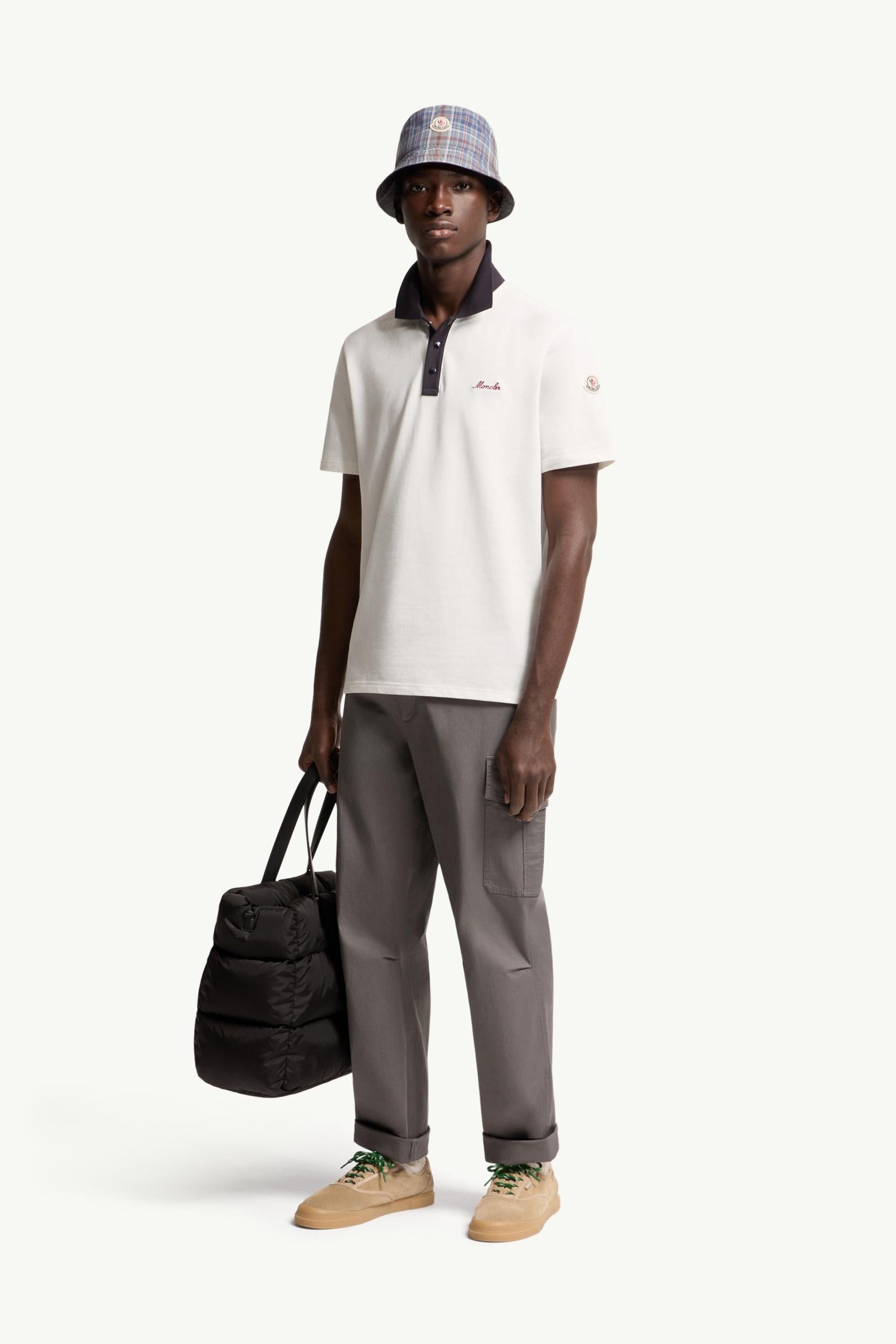 Moncler Embroidered Logo Cotton Piquet Polo Shirt White White