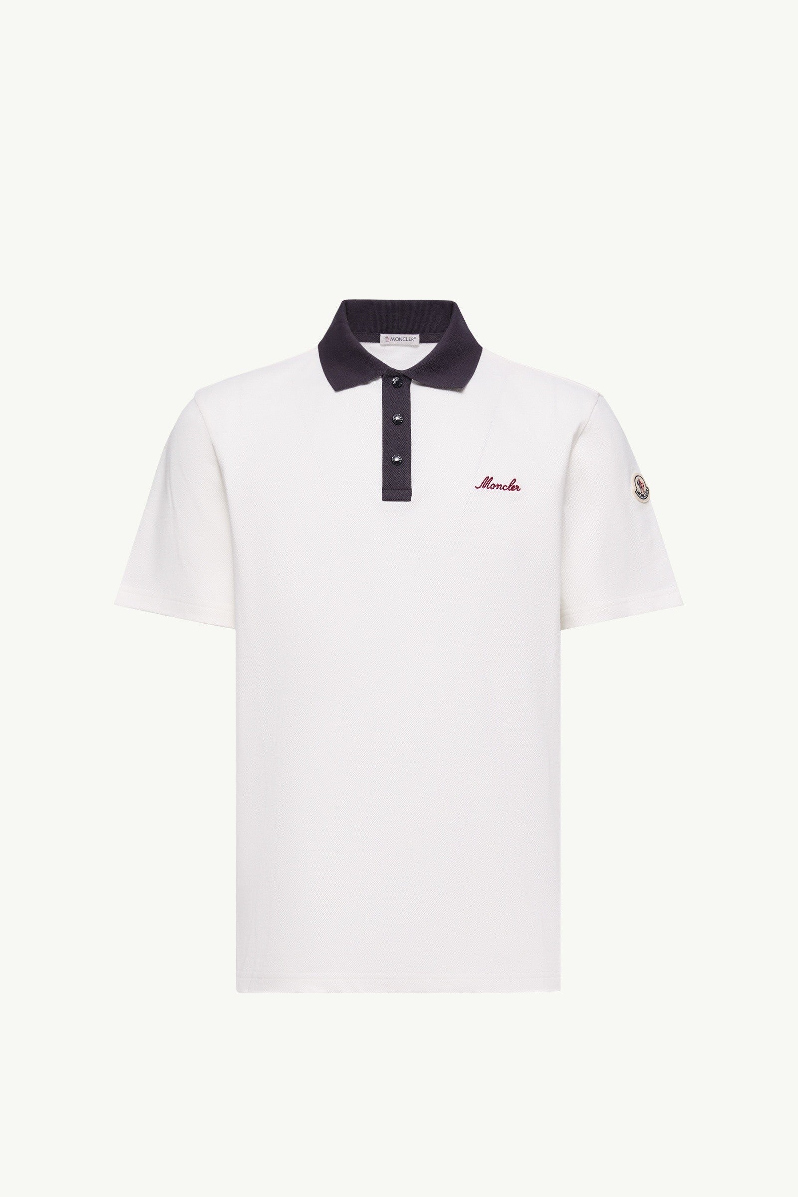 Moncler Embroidered Logo Cotton Piquet Polo Shirt White White