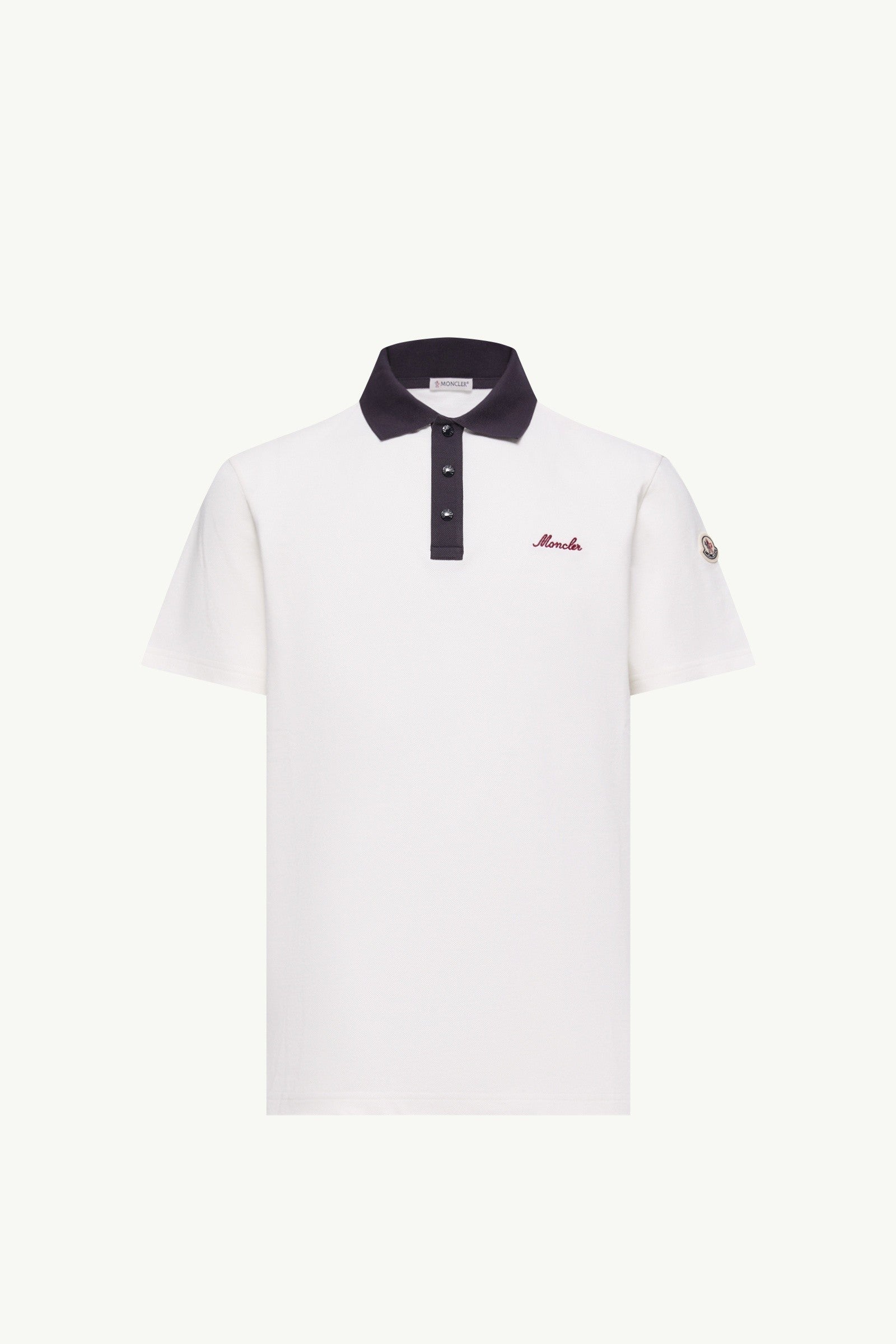 Moncler Embroidered Logo Cotton Piquet Polo Shirt White White