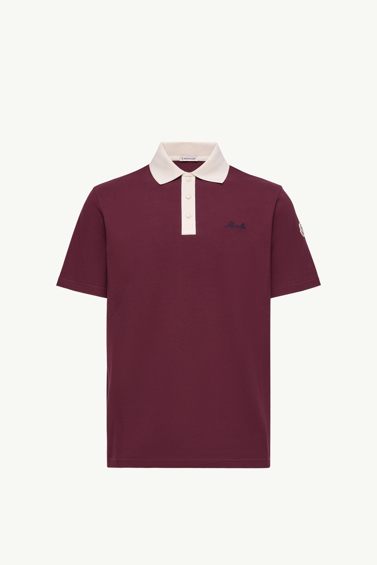Moncler Embroidered Logo Cotton Piquet Polo Shirt Burgundy Burgundy