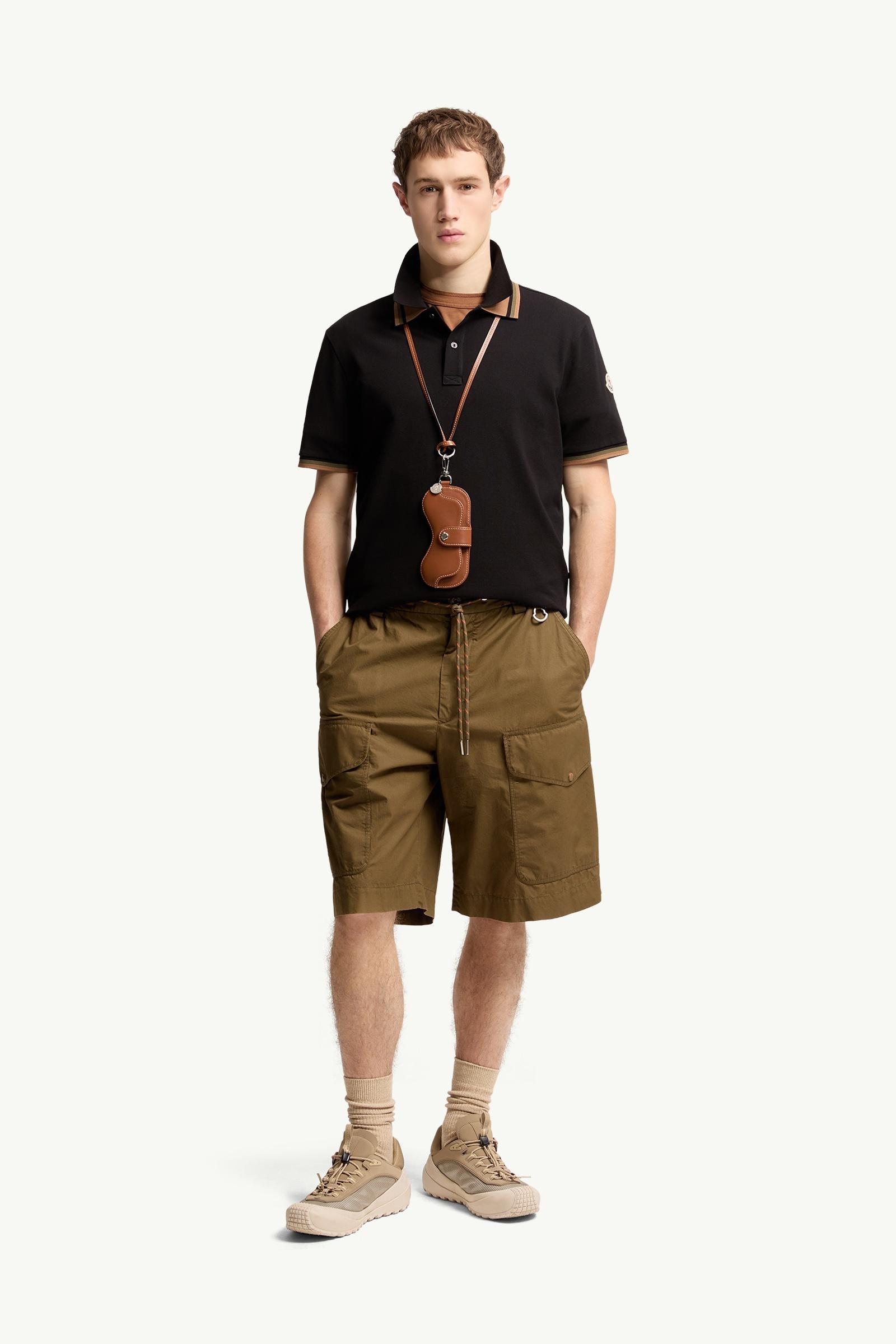 Moncler Double Collar Cotton Piquet Polo Shirt Black Black