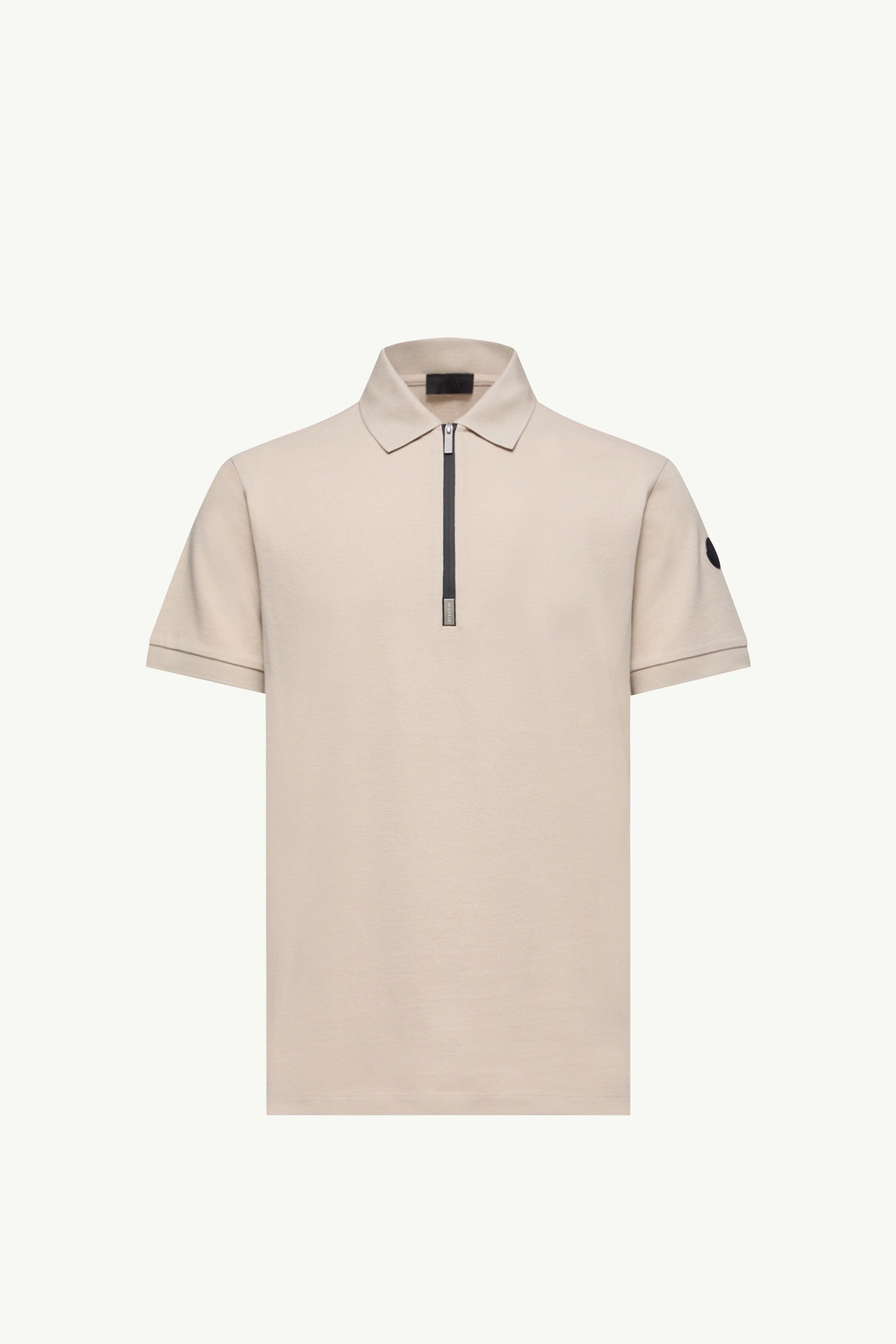 Moncler Logo Cotton Piquet Half-Zip Polo Shirt Light Beige Light Beige
