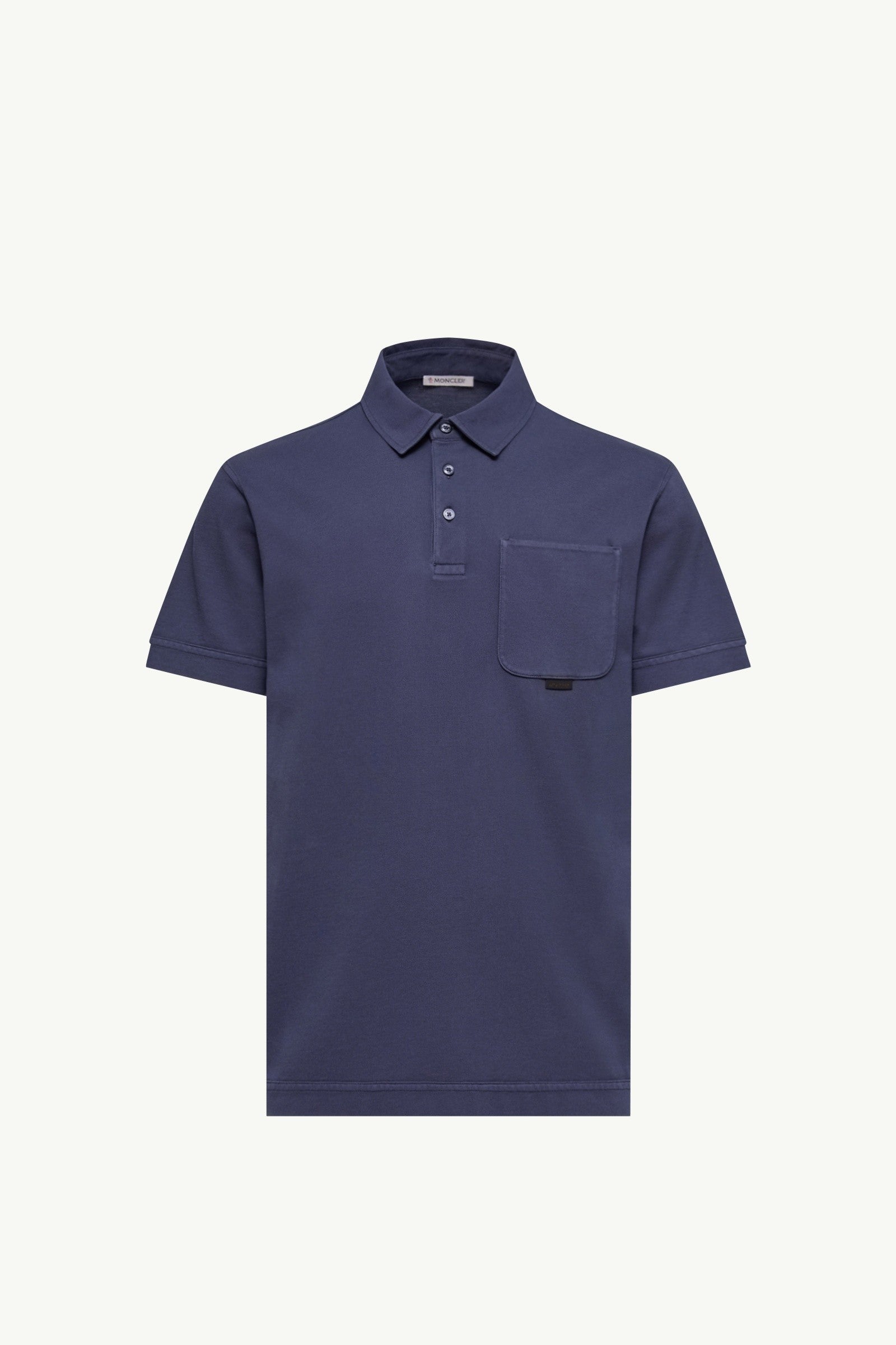 Moncler Leather Logo Cotton Piquet Polo Shirt Royal Blue Royal Blue