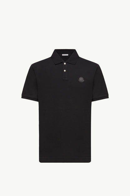 Moncler Logo Patch Cotton Piquet Polo Shirt Black Black